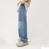 Men's Casual Side Holes Straight Leg Jeans