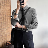 Men's British Vintage Slim Business Striped Shirt