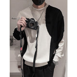 Men's Casual Color Block Round Neck Long-sleeved Sweater