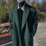 Men's Casual Thick Loose Dark Green Long Coat