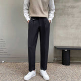 Men's Business Loose Straight Pants Elastic Waist Casual Suit Pants