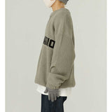 Alphabet Crew Neck Pullover Knit Top