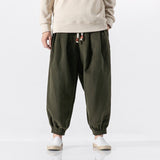 Men Japanese Casual Solid Color Baggy Pants