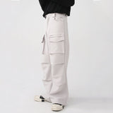 Men Casual Loose Straight Wide Legs Pocket Cargo Pants