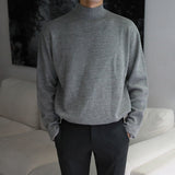 Men's Solid Color Slim Mock Collar Long Sleeve Knitted Sweater