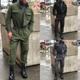 Men's Oversize Work Boilersuit Uniform Coveralls Stand Collar Loose One Piece Streetwear Overalls Jumpsuit