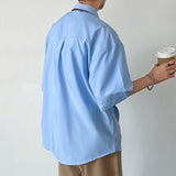 Men's Retro Casual Drape Solid Color Half Sleeve Shirt