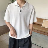 Waffle Polo Shirt Short Sleeve Lapel T-Shirt