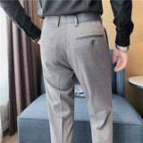 Men's Business Slim Fit Dress Pants Casual  Solid Color Trousers