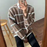 Men's Casual Plaid Oversized Knit Pullover