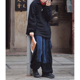 Japanese Retro Wide Leg Pocket Corduroy Cargo Trousers