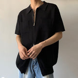 Men's Vintage Knit Short Sleeve Zip T-Shirt