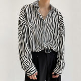 Men's Casual Zebra Print Loose Long Sleeve Shirt