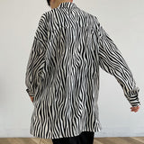 Men's Casual Zebra Print Loose Long Sleeve Shirt