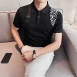 Men's Business Luxury Casual Lapel Splicing Polo Shirt Slim Fit T-Shirt