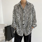 Men's Casual Zebra Print Loose Long Sleeve Shirt