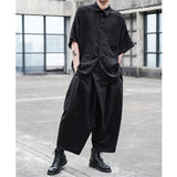 Male Casual Contrast Color Drape Long Sleeve Shirt