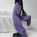 Men's Purple Purple Straight Loose Jeans