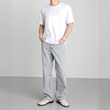 Men's Casual Simple Cotton Solid Color Round Neck Short-sleeved Loose T-Shirt