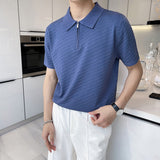 Men's Striped Lapel Polo Knitted Bottoming Shirt