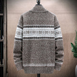 Men's Fleece Sweater Cardigan Stand Collar Knitted Jacket