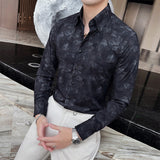 Men's Business Casual Slim British Floral Shirt