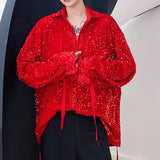 Men's Stage Performance Glitter Sequins Long Sleeve Shirt