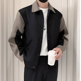 Men's Casual Lapel Color Block Jacket