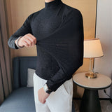 Men's Slim Fit Long Sleeve Shiny Turtleneck T-Shirt