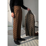 Men British Vintage Casual Neapolitan High Waist Straight Leg Pants