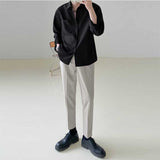 Men's Casual Drape Solid Color Long Sleeve Shirt