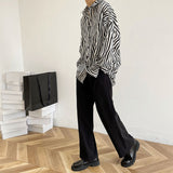 Men's Casual Zebra Print Loose Long Sleeve Shirt