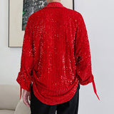 Men's Stage Performance Glitter Sequins Long Sleeve Shirt