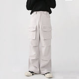 Men Casual Loose Straight Wide Legs Pocket Cargo Pants