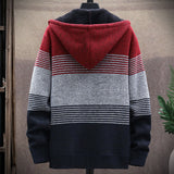 Men's Plush Sweater Plus Size Jacket Hooded Knit Cardigan