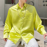 Men Summer Casual Glossy Long Sleeve Shirt