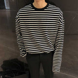 Men's Casual Striped Long Sleeve Cotton T-Shirt