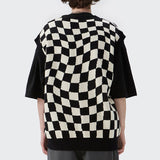 Checkerboard V-Neck Knit Vest