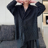 Men's Asymmetrical Double Front Tassel Irregular Jacquard Shirt