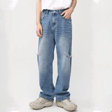 Men's Casual Side Holes Straight Leg Jeans