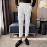 Men's Straight Leg High Waisted Pants Business Casual Slim Fit Dress Pants