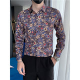 Men's Retro Slim Lapel Floral Shirt