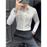 Men's Solid Color Square Neck Casual Long Sleeve Shirt