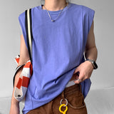 Men's Sleeveless T-Shirt Shoulder Pads Loose Vest