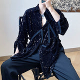 Men's Stage Performance Glitter Sequins Long Sleeve Shirt