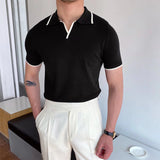 V-neck Cuban Collar Polo T-shirts