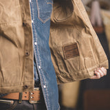 Men's Vintage Waxed Canvas Jacket Trucker Coat