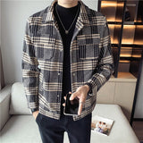 Men's Casual Business Plaid Cropped Wool Jacket