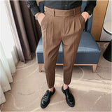 Men's Straight Leg High Waisted Pants Business Casual Slim Fit Dress Pants