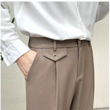 Men's Business Loose Straight Pants Elastic Waist Casual Suit Pants